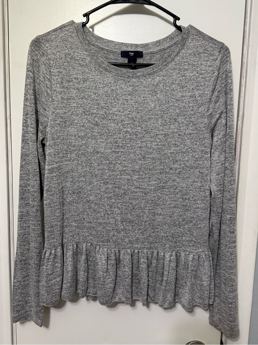 GAP Gray Ruffle-Hem Long Sleeve